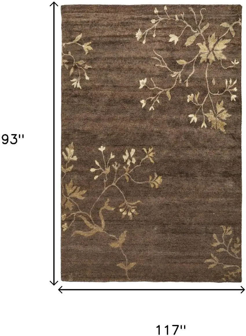 Green And Gold Wool Floral Hand Knotted Area Rug Photo 8