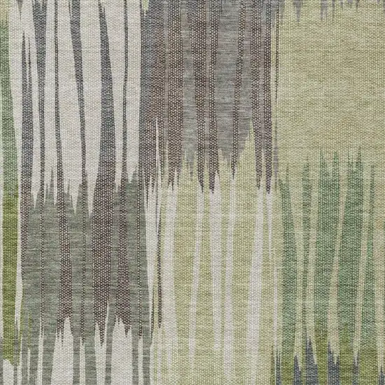 Green And Graphite Striped Washable Indoor Outdoor Area Rug Photo 2