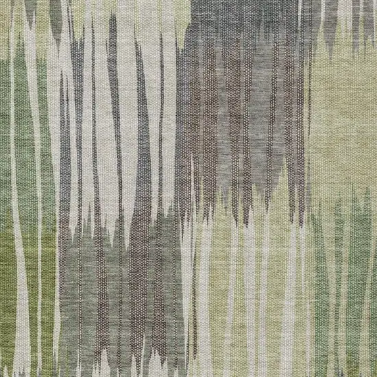 Green And Graphite Striped Washable Indoor Outdoor Area Rug Photo 2