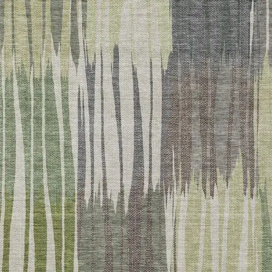Green And Graphite Striped Washable Indoor Outdoor Area Rug Photo 2