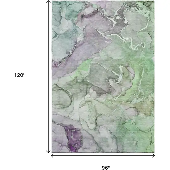 Green And Gray Abstract Washable Area Rug With UV Protection Photo 3