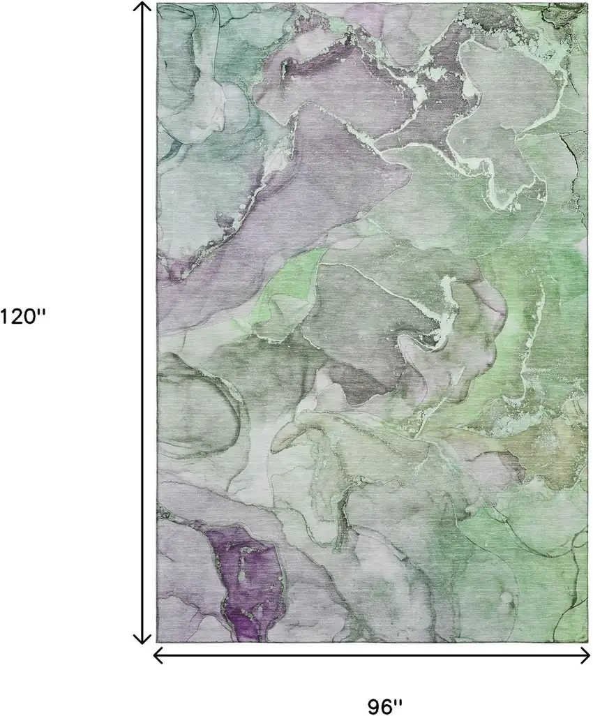 Green And Gray Abstract Washable Area Rug With UV Protection Photo 3