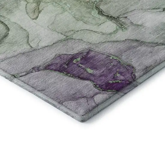 Green And Gray Abstract Washable Area Rug With UV Protection Photo 8