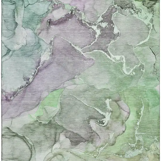 Green And Gray Abstract Washable Area Rug With UV Protection Photo 3