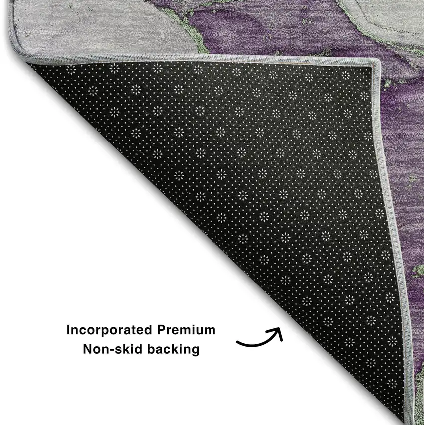 Green And Gray Abstract Washable Area Rug With UV Protection Photo 9