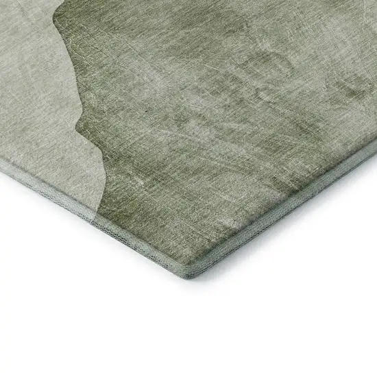 Green And Gray Abstract Washable Area Rug With UV Protection Photo 9