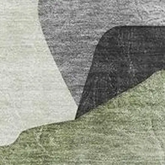 Green And Gray Abstract Washable Area Rug With UV Protection Photo 4