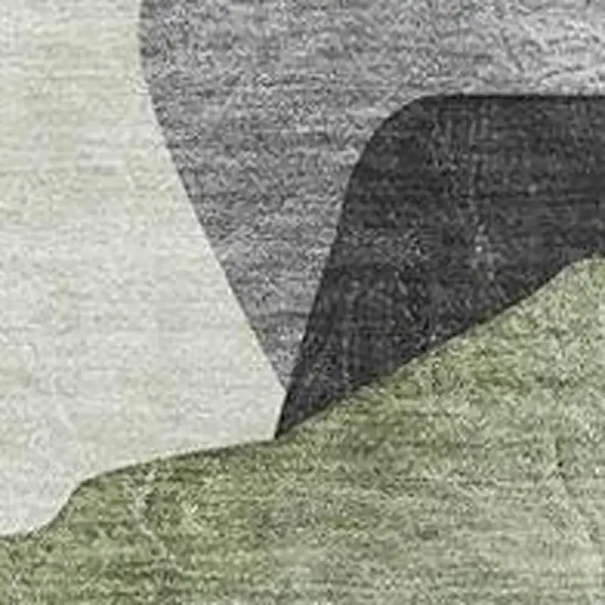 Green And Gray Abstract Washable Area Rug With UV Protection Photo 4