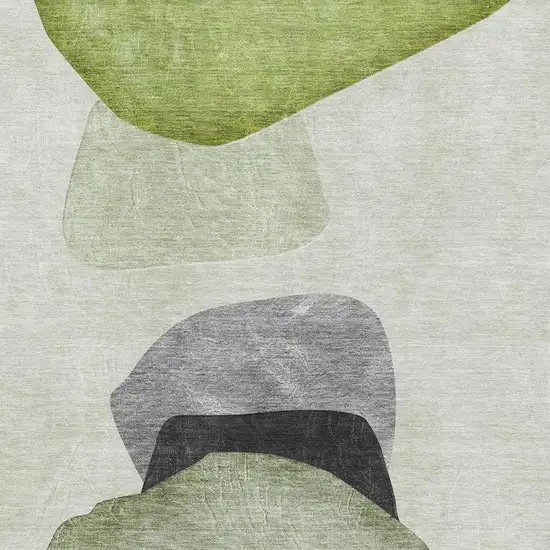Green And Gray Abstract Washable Area Rug With UV Protection Photo 3