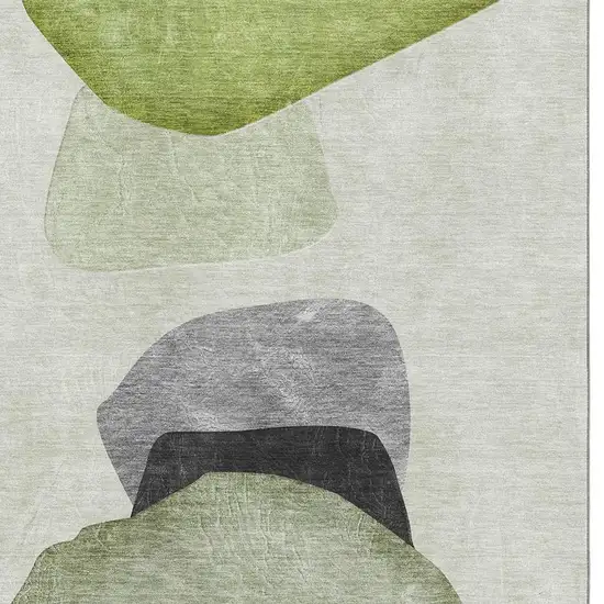 Green And Gray Abstract Washable Area Rug With UV Protection Photo 3