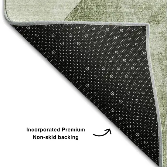 Green And Gray Abstract Washable Area Rug With UV Protection Photo 7