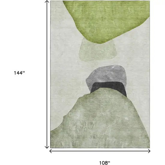 Green And Gray Abstract Washable Area Rug With UV Protection Photo 3