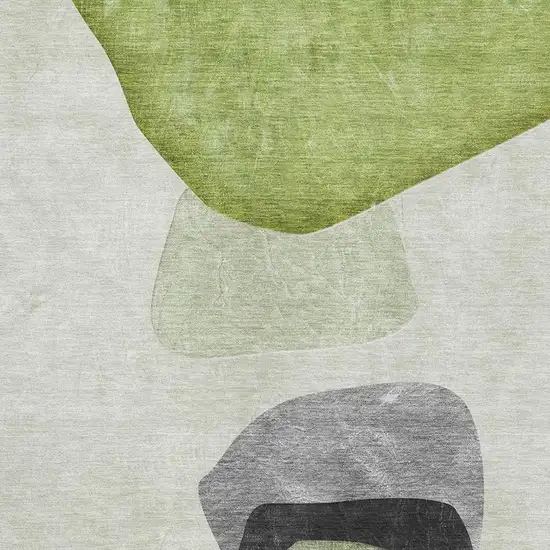 Green And Gray Abstract Washable Area Rug With UV Protection Photo 3