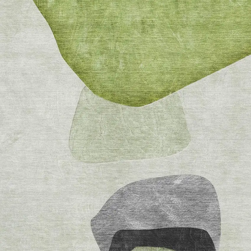 Green And Gray Abstract Washable Area Rug With UV Protection Photo 3