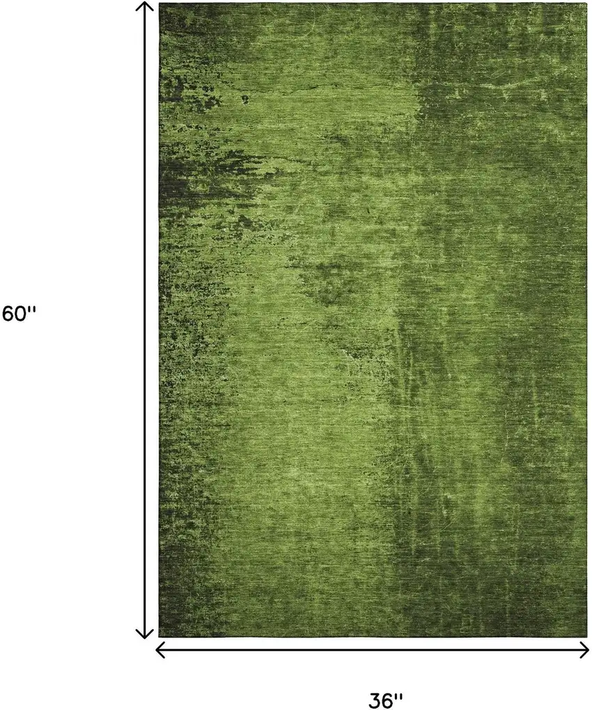 Green And Gray Abstract Washable Area Rug With UV Protection Photo 5