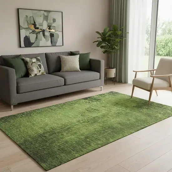 Green And Gray Abstract Washable Area Rug With UV Protection Photo 1