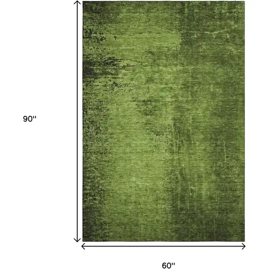 Green And Gray Abstract Washable Area Rug With UV Protection Photo 3