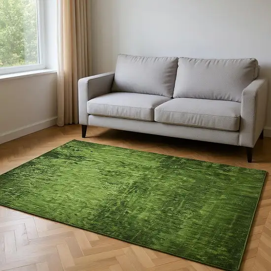 Green And Gray Abstract Washable Area Rug With UV Protection Photo 2