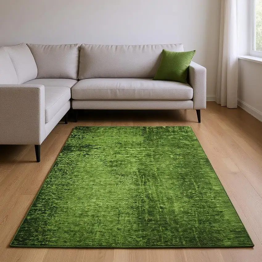 Green And Gray Abstract Washable Area Rug With UV Protection Photo 2