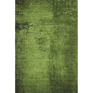 Photo of Green And Gray Abstract Washable Area Rug With UV Protection