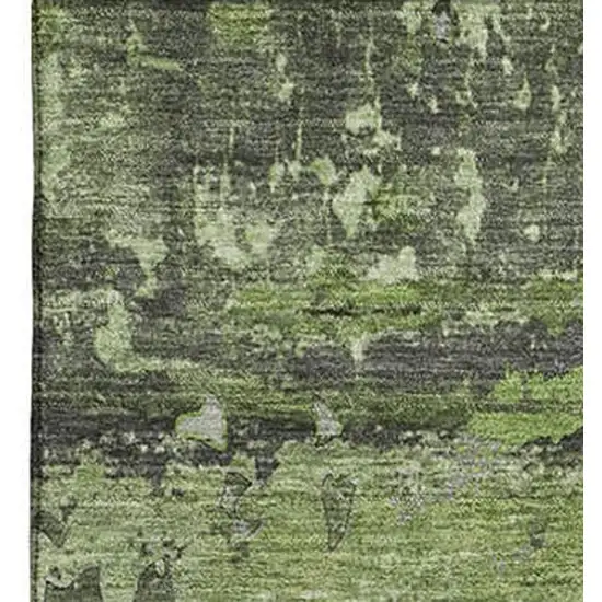 Green And Gray Abstract Washable Area Rug With UV Protection Photo 4
