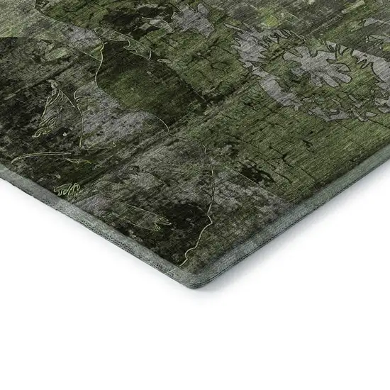 Green And Gray Abstract Washable Area Rug With UV Protection Photo 8