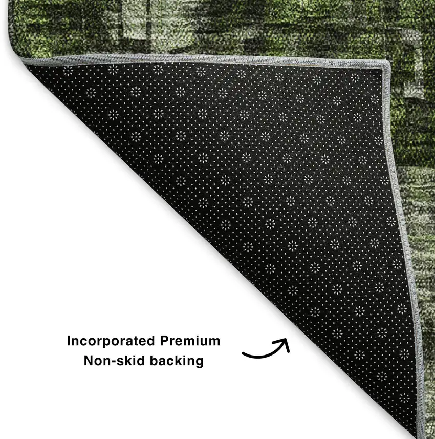 Green And Gray Abstract Washable Area Rug With UV Protection Photo 7