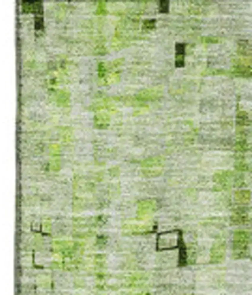 Green And Gray Abstract Washable Area Rug With UV Protection Photo 4