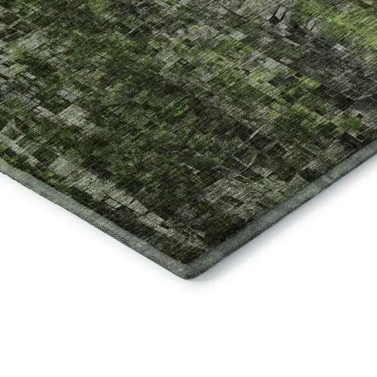 Green And Gray Abstract Washable Area Rug With UV Protection Photo 7