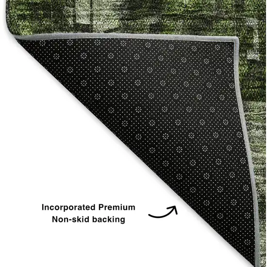 Green And Gray Abstract Washable Area Rug With UV Protection Photo 6