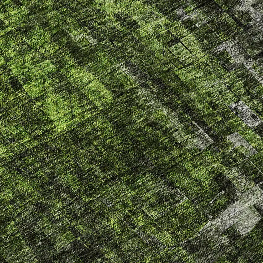 Green And Gray Abstract Washable Area Rug With UV Protection Photo 9