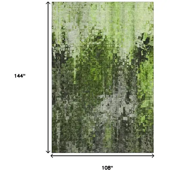 Green And Gray Abstract Washable Area Rug With UV Protection Photo 3