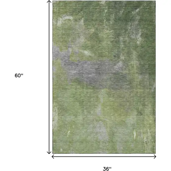 Green And Gray Abstract Washable Area Rug With UV Protection Photo 3