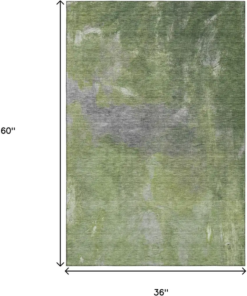 Green And Gray Abstract Washable Area Rug With UV Protection Photo 3
