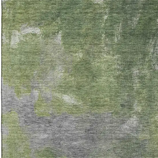 Green And Gray Abstract Washable Area Rug With UV Protection Photo 2