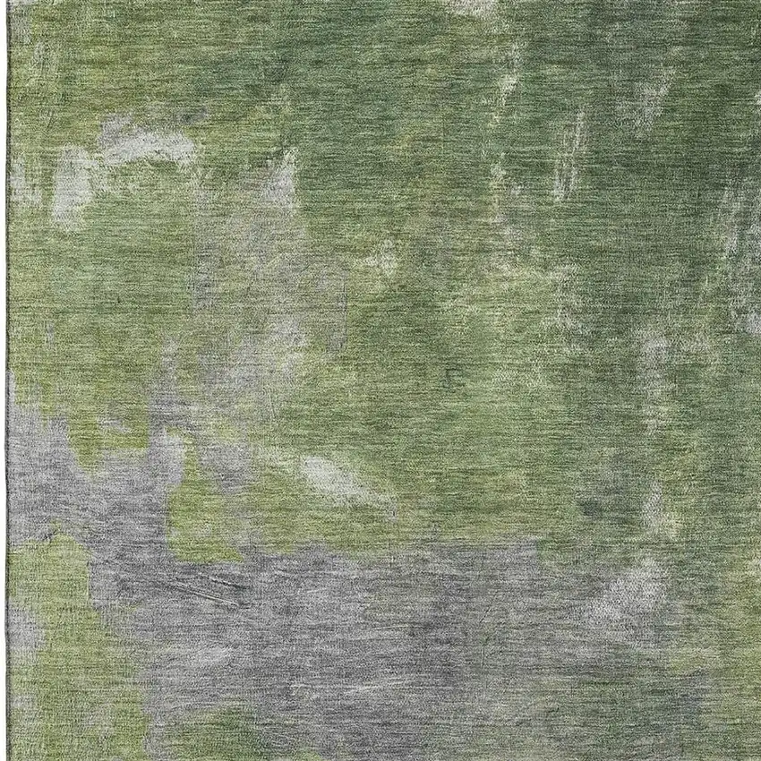 Green And Gray Abstract Washable Area Rug With UV Protection Photo 2
