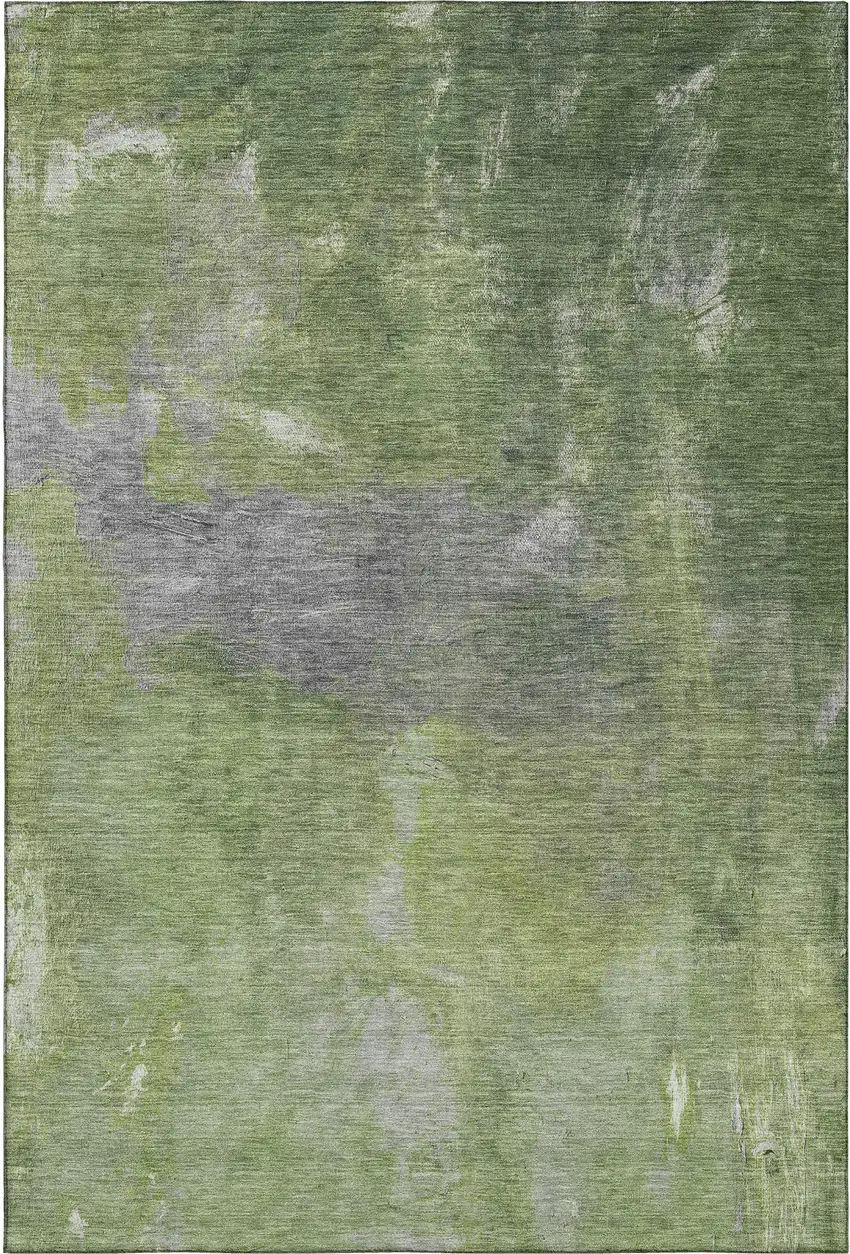 Green And Gray Abstract Washable Area Rug With UV Protection Photo 1