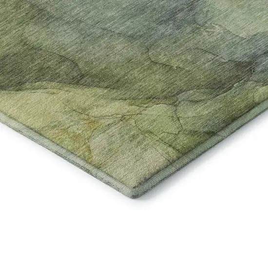 Green And Gray Abstract Washable Area Rug With UV Protection Photo 7