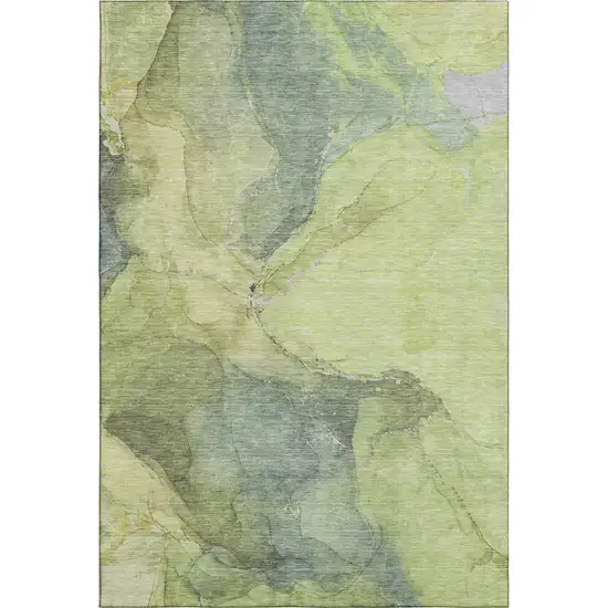 Green And Gray Abstract Washable Area Rug With UV Protection Photo 1