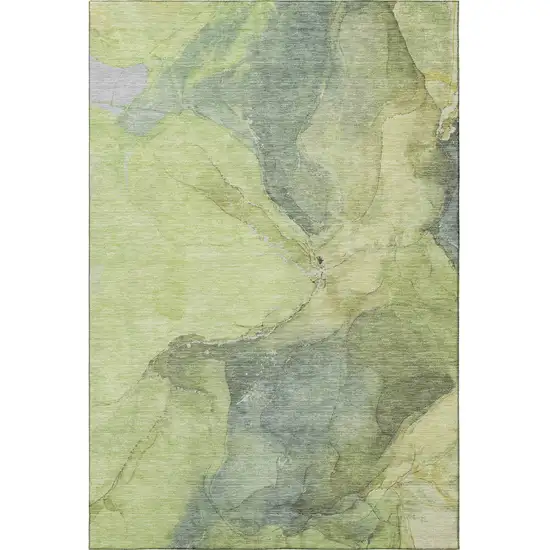 Green And Gray Abstract Washable Area Rug With UV Protection Photo 3