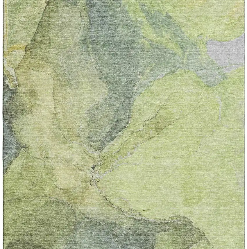 Green And Gray Abstract Washable Area Rug With UV Protection Photo 2