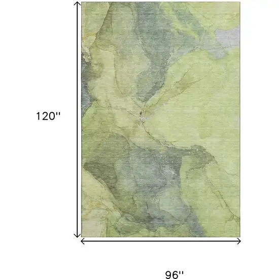 Green And Gray Abstract Washable Area Rug With UV Protection Photo 9