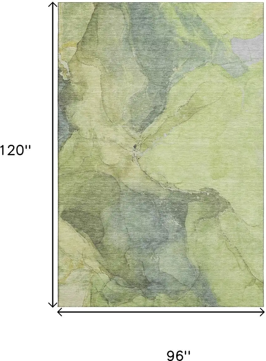 Green And Gray Abstract Washable Area Rug With UV Protection Photo 9
