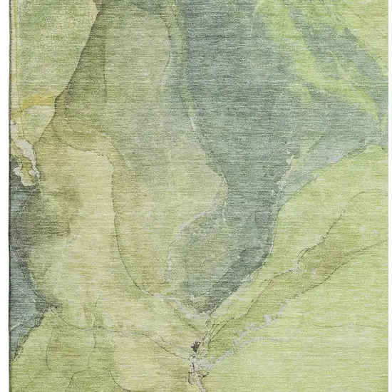 Green And Gray Abstract Washable Area Rug With UV Protection Photo 2