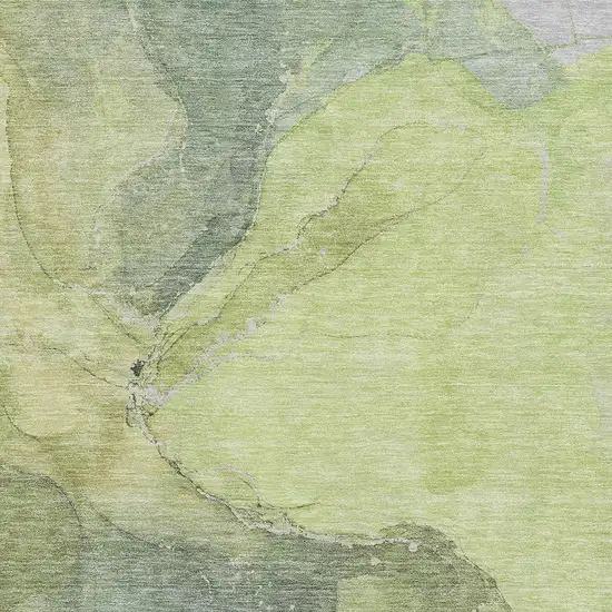 Green And Gray Abstract Washable Area Rug With UV Protection Photo 2