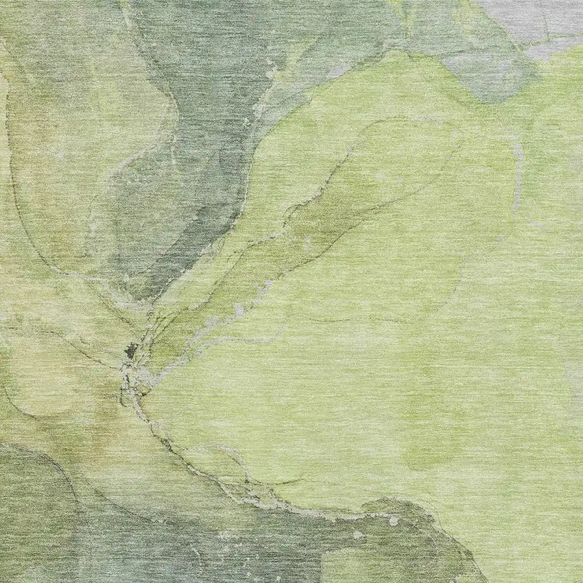 Green And Gray Abstract Washable Area Rug With UV Protection Photo 2