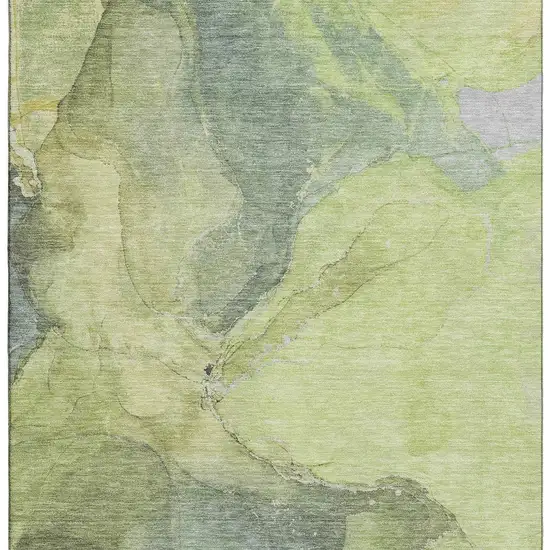 Green And Gray Abstract Washable Area Rug With UV Protection Photo 3