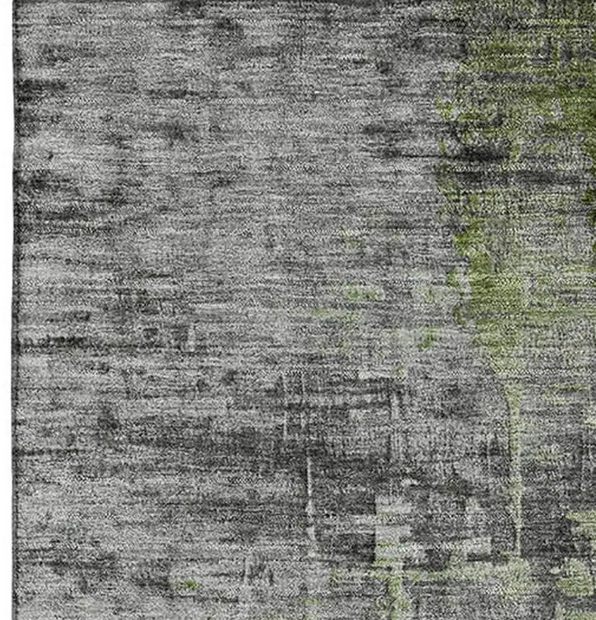 Green And Gray Abstract Washable Area Rug With UV Protection Photo 4