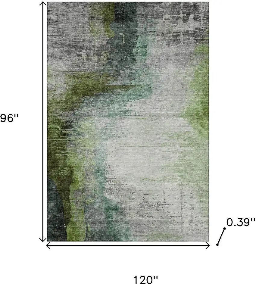 Green And Gray Abstract Washable Area Rug With UV Protection Photo 9