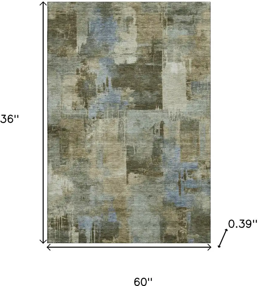 Green And Gray Abstract Washable Area Rug With UV Protection Photo 9